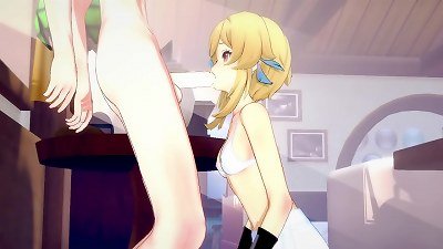 Genshin impact anime porn - Lumine oral job and smashed by Razor - chinese asian anime porn manga porn game pornography