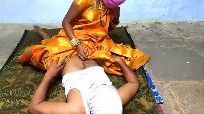 hump with a Telugu wife in the middle of the night in a dark yellow sari