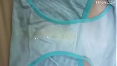 Make my sister's blue striped panties dirty