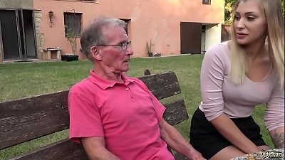 blond scorching bum anal pounded by nasty grandpa