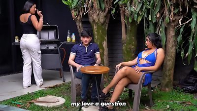 Shhh, quiet! - milf plumbs her daughter's boyfriend behind her back - thick Jackson & Lina Henao