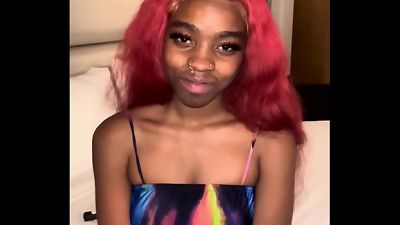 crimson hair ebony slim Goody Sick ginormous black cock!