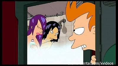 Futurama anime - shower 3some