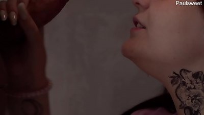 She makes her husband a surprise, cutely gargles another guy's meatpipe