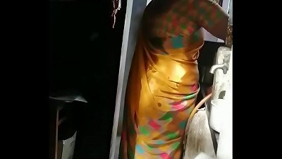SATIN SILK SAREE AUNTY